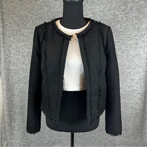 Banana Republic Tweed, Collarless, Fringe Blazer
